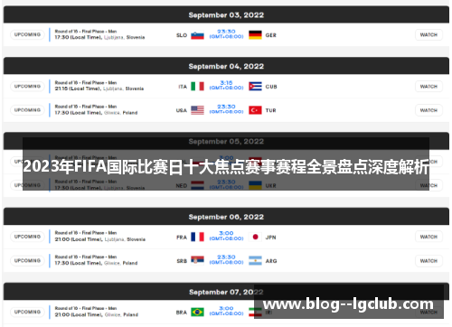2023年FIFA国际比赛日十大焦点赛事赛程全景盘点深度解析